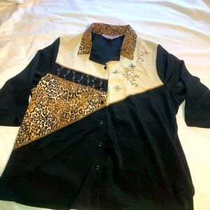 Tanjay Blouse Size 14 3/4 Sleeves Animal Print